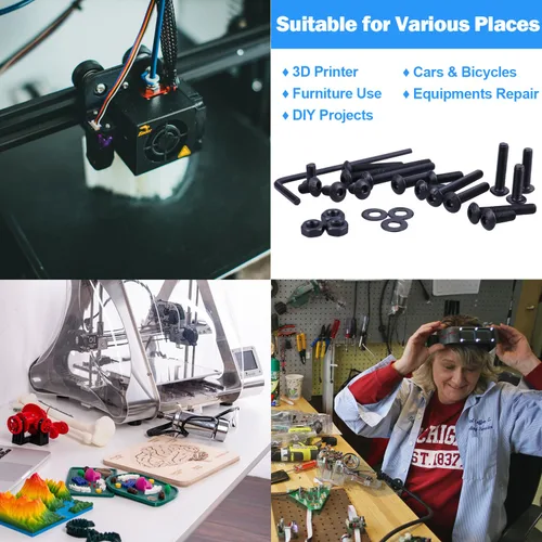 Vista 6 de Surtido de 702 tornillos métricos M3, tapa de botón hexagonal M3, tornillos de máquina M3, tornillos y tuercas surtido con llave Allen