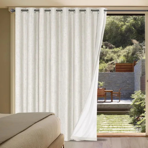 Vista 58 de H.VERSAILTEX Cortinas 100% opacas con aislamiento térmico, texturizadas, de lino, con bloqueo completo de calor y luz, para sala de estar y Negro