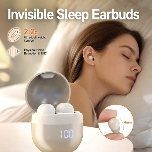 Vista 3 de Mini auriculares invisibles inalámbricos Bluetooth, auriculares para Dorado