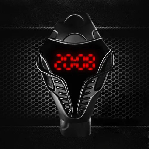 Vista 2 de FANMIS LED Digital Moda Cobra Reloj Negro Silicona Hierro Triángulo Dial Deportes Relojes de pulsera (negro)
