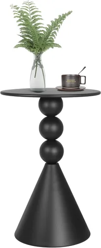Vista 8 de Mesa redonda de Martini de metal, mesa auxiliar de tambor vintage, mesa de noche moderna, mesas de pedestal para espacios pequeños, sala de estar