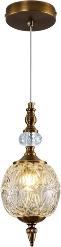 Vista 9 de Piepooye Paquete de 2 mini lámparas colgantes de cristal dorado vintage