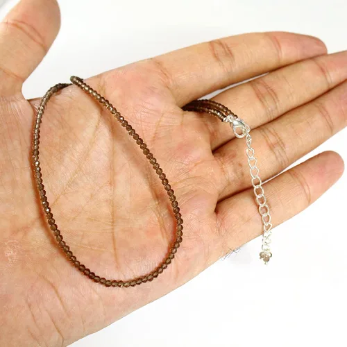 Vista 4 de Gempires - Collar natural, cuentas facetadas, cristales curativos de energía, cadena chapada en plata, regalo para ella, joyería de piedras