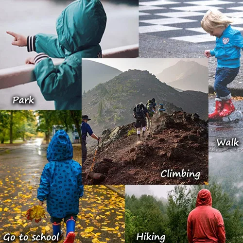 Vista 6 de SNOW DREAMS Chaquetas de lluvia para niños, chaqueta ligera de primavera, impermeable, rompevientos