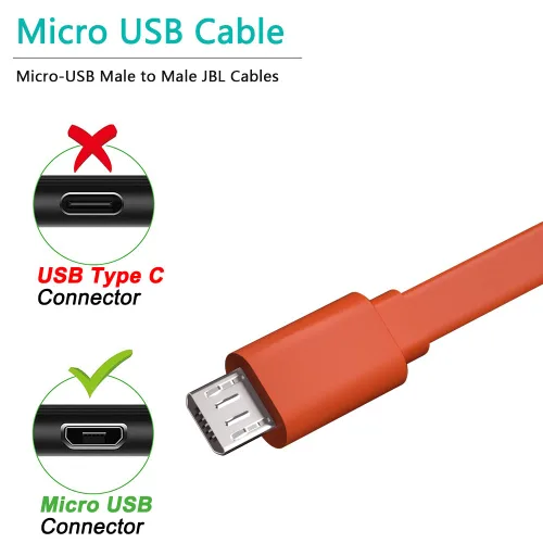Vista 2 de Cable de carga para altavoz JBL, cable de alimentación de carga micro USB plano para altavoz JBL, auriculares, auriculares, reemplazo de carga de 3