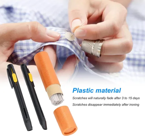 Vista 4 de 2 bolígrafos de tiza a medida con 20 bolígrafos de repuesto, rotulador de tiza de tela de costura, borrable, natural que se desvanece, accesorios