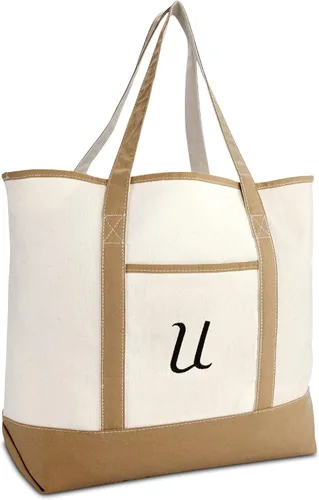 Vista 26 de DALIX Bolso de mano natural para mujer Bolsos de hombro Marrón con monograma Letra A - Z K
