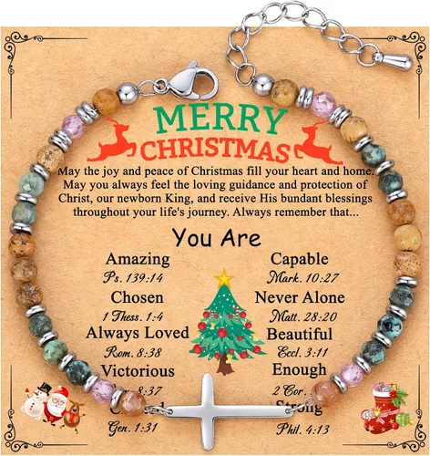 Vista 21 de TONY & SANDY Pulsera de cruz cristiana para mujer, regalo de San Valentín para ella, regalo de confirmación de bautismo, Pascua, regalo único