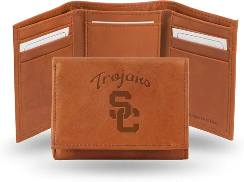 Vista 29 de Rico Industries NCAA Alabama Crimson Tide - Cartera triple de piel en relieve, color marrón