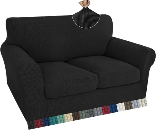 Vista 55 de ZNSAYOTX 2 fundas para sillas con brazos para sala de estar, súper suave, con funda de cojín de asiento, gruesa, duradera, mezcla de elastano, alta
