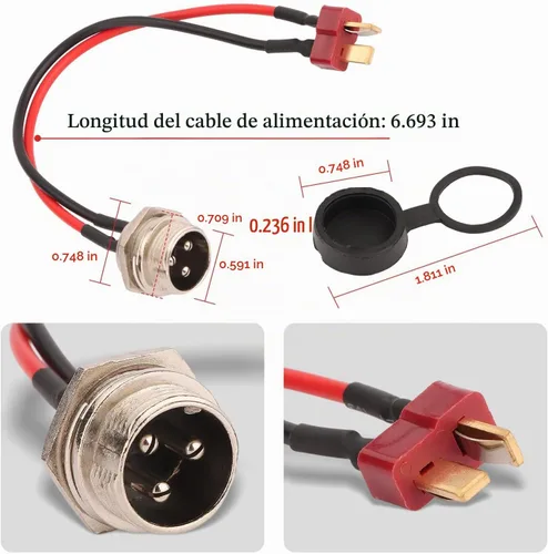 Vista 3 de Puerto de carga de scooter eléctrico con cubierta antipolvo, conector de puerto de carga compatible con Kugoo M4, M4Pro Scooter eléctrico