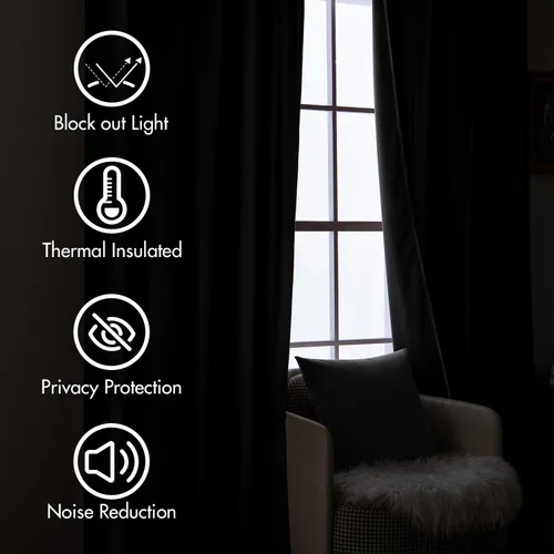 Vista 5 de MIULEE Cortinas de Terciopelo Negro de 84 Pulgadas de Largo 2 Paneles - Cortinas de Ventana con Pliegues Pinzados de Lujo que Oscurecen