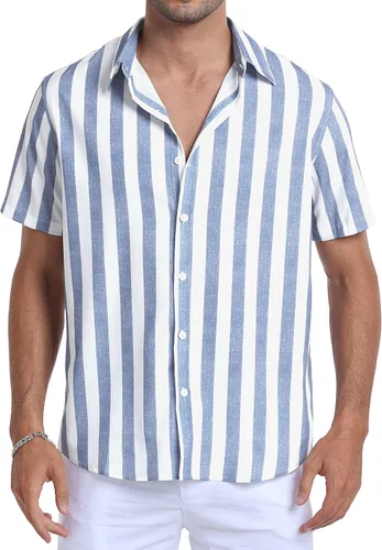 Vista 3 de Sailwind Camisas de manga corta con botones para hombre, camisas de playa de verano con estilo casual