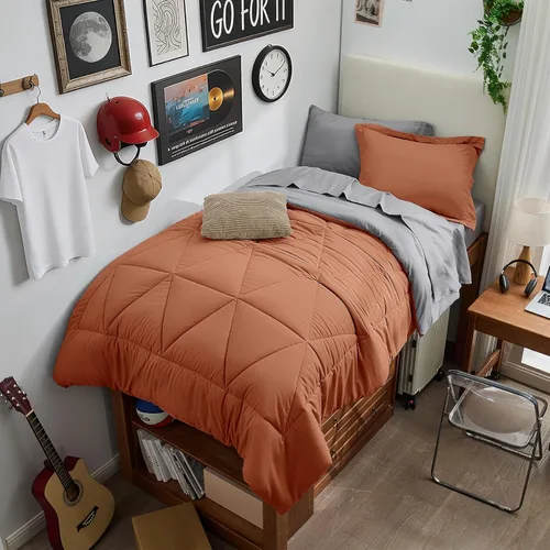 Vista 34 de BEDELITE Juego de ropa de cama con edredón tamaño individual de 5 piezas, reversible, en una bolsa - Juego de cama de lujo suave de microfibra
