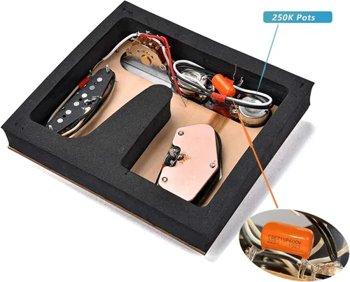 Vista 2 de Combos de sistema de placa de control de guitarra eléctrica precableado, sillines de latón vintage ranurados placa de puente cargada Alnico V Single