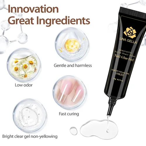 Vista 3 de UNA GELLA Kit de extensión de uñas de gel con puntas de uñas de gel suave, puntas de uñas de almendra, 504 piezas con pegamento de uñas de gel