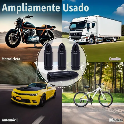 Vista 6 de 4 piezas tapas de válvula de neumático estilo bala, resistentes a la corrosión, cubiertas universales de válvula de neumático de aleación