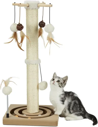 Vista 10 de PEEKAB Poste rascador para gatos de alta calidad, rascadores de sisal con juguetes interactivos de seguimiento, rascador vertical para gatos