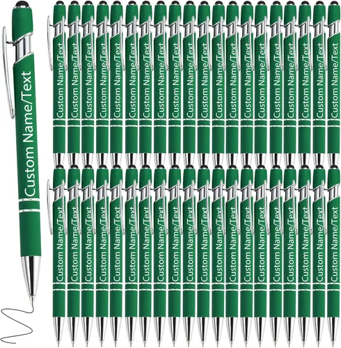 Vista 20 de Bolígrafos personalizados con nombre, paquete de 10 bolígrafos personalizados a granel, bolígrafo de tinta negra grabada con punta de lápiz óptico