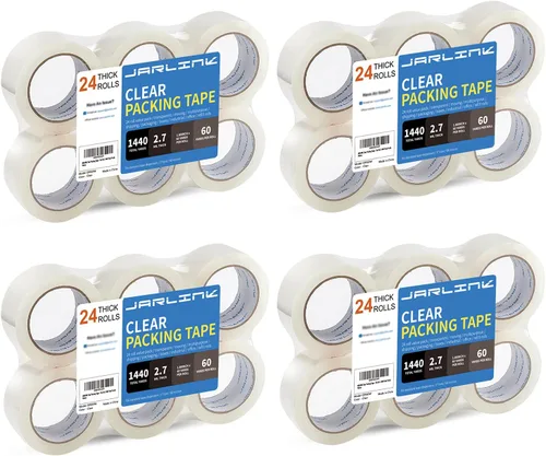 Vista 10 de JARLINK - Cinta de embalaje transparente (6 rollos), cinta de embalaje resistente para envíos, embalajes, mudanzas y sellados; cada rollo mide 2,7