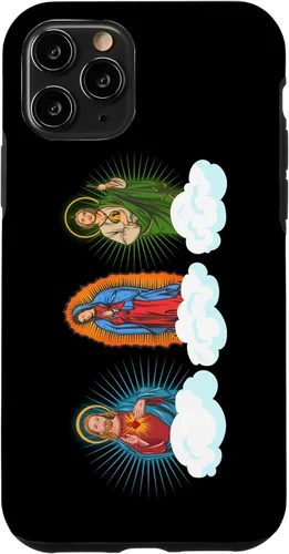 Vista 29 de Funda para iPhone 17 con diseño de Jesús, Virgen María y San Judas Tadeo in Clouds