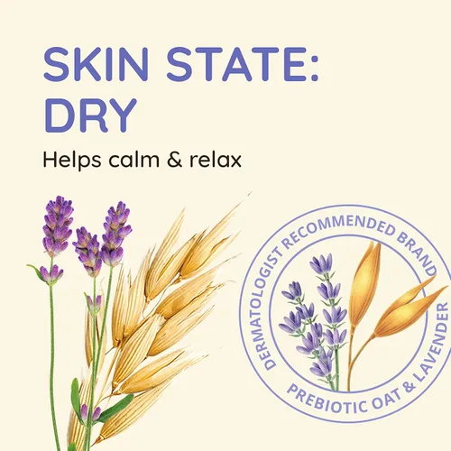 Vista 5 de Aveeno Loción corporal hidratante para aliviar el estrés con aroma prebiótico de avena y lavanda para pieles sensibles, calma y relaja