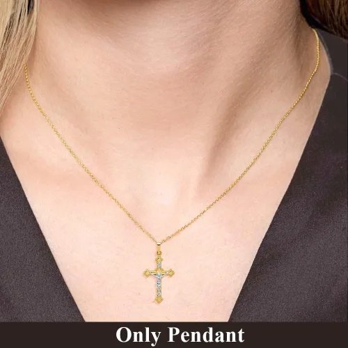 Vista 6 de Diamond2Deal Colgante de crucifijo INRI chapado en oro amarillo de 14 k para mujer (L- 1.260 in, W- 0.650 in), Oro amarillo