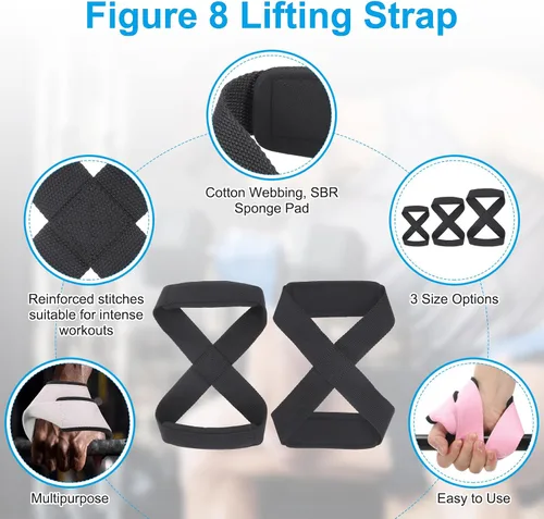 Vista 4 de PATIKIL Figure Lifting Strap, Weightlifting Wrist Wraps Dead Lift Padded Grips for Fitness Power Strength Training