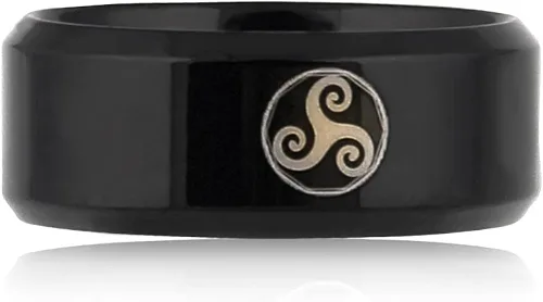 Vista 3 de BAVIPOWER Viking Celtic Triskele Triple Espiral Anillo Trinidad Irlandesa Eternidad Sello de Acero Inoxidable Encantadora Joyería de Protección