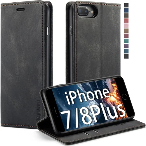 Vista 10 de japezop Funda tipo cartera compatible con iPhone Xs/iPhone X con tarjetero y bloqueo RFID, funda de cuero suave con soporte magnético y funda Negro
