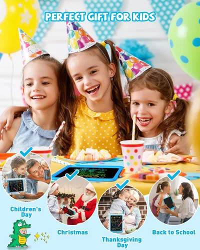 Vista 8 de KOKODI Tableta de escritura LCD para niños de 10 pulgadas, juguetes para niños y niñas de 3, 4, 5, 6, 7, 8 años, tablero de garabatos colorido