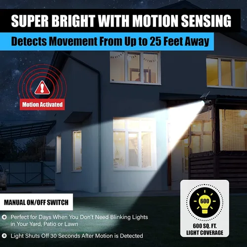 Vista 6 de Bell+Howell Bionic Spotlight - Luces solares LED originales para exteriores con sensor de movimiento, luces solares súper brillantes