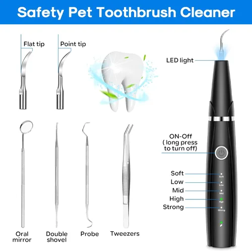 Vista 2 de Kit de limpieza ultrasónica de dientes de perro para limpieza de dientes de mascotas, removedor de placa de perro para dientes, 5 modos