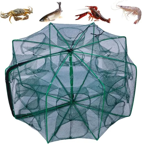 Vista 7 de La trampa de pesca plegable mágica, kit de pesca fortalecida autoplegable, trampa de cebo de pesca, red de pesca portátil para cangrejo, cangrejos