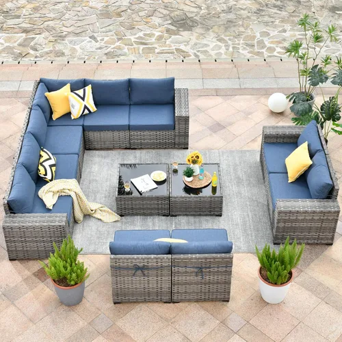 Vista 24 de HOOOWOOO Outdoor Patio Sectional Furniture Sofa Set with Widened Armrest,6 Piece Small Modern Wicker Couch,Modular L Shaped Conversation Seating Set