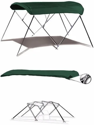 Vista 2 de 7.6 oz Green 4 Bow Round Tube Boat Bimini TOP Sunshade Compatible for GLASTRON GLS 235 I/O 2011