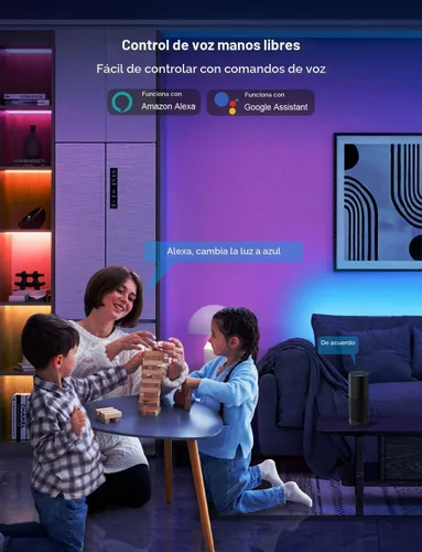 Vista 2 de DAYBETTER - Luces LED inteligentes WiFi de 100 pies - Tira de luces LED compatibles con Alexa y Google Assistant, iluminación RGB, sincronización