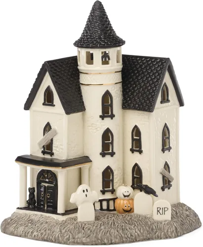Vista 8 de Lenox Figura de casa iluminada de Halloween vintage
