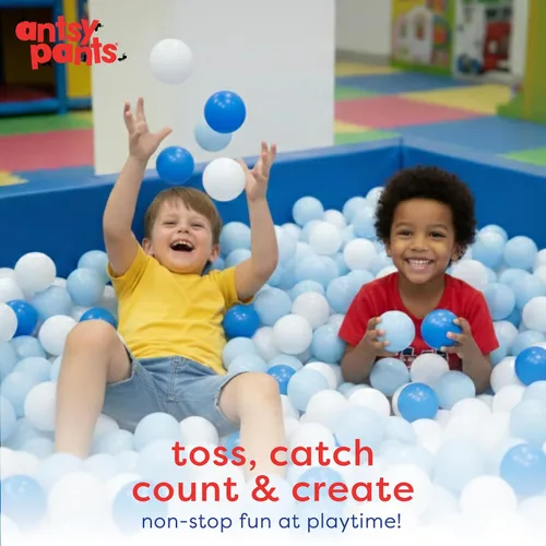 Vista 3 de Antsy Pants 100 pelotas para hogueras, pozo de pelotas para niños pequeños de 1 a 3 años, materiales no tóxicos, bolsa de almacenamiento ligera