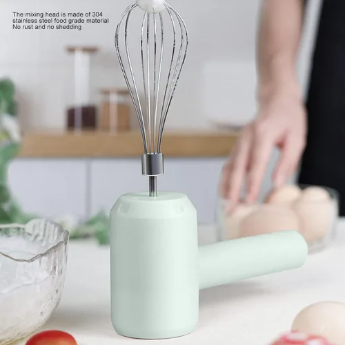 Vista 7 de Hztyyier Batidora de mano eléctrica recargable por USB, portátil, inalámbrica, para hornear, pastel, huevo, crema, potente (cian claro)