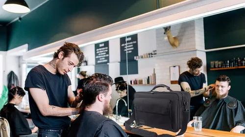 Vista 9 de Bolsa de herramientas de peluquería para peluquería de gran capacidad, equipo de pelo de poliéster, organizador de hombro, kit de aseo