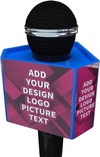 Vista 8 de Caja de micrófono personalizada Logo personalizado Cubo Hexágono micrófono bandera (negro)