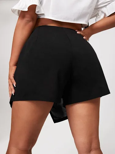 Vista 2 de Floerns Pantalones cortos asimétricos de cintura alta para mujer