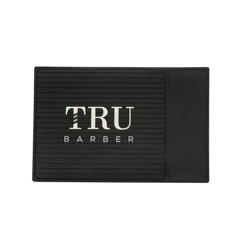 Vista 2 de TRU BARBER Alfombrilla organizadora de 14 x 9 pulgadas (negro/blanco) flexible de PVC para estación de trabajo, almohadillas de estación de trabajo