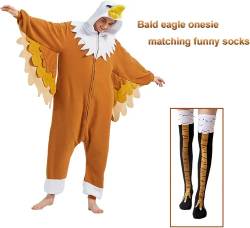 Vista 2 de Disfraz de Mothman para Halloween, pijama de una pieza para adultos, cosplay, animal, pijama de Navidad para mujeres y hombres