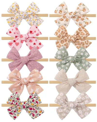 Vista 13 de doboi 3 diademas para el 4 de julio para niñas Star - Bandas de nailon y lino para el cabello, hechas a mano, accesorios para el cabello