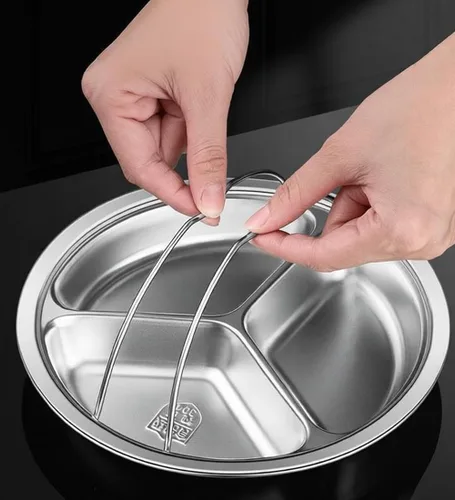 Vista 7 de Bandeja de vapor dividida de acero inoxidable 304 con asas para olla instantánea (5/6 cuartos de galón)