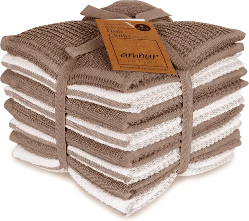 Vista 21 de AMOUR INFINI Juego de 8 paños de cocina para lavar platos, altamente absorbentes, súper suaves, trapos reutilizables de secado rápido para limpiar