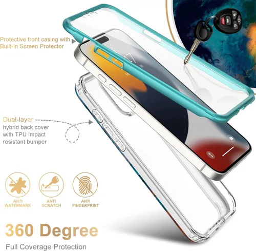 Vista 2 de Esdot - Funda para iPhone 15 Pro con protector de pantalla integrado, cubierta duradera con diseños modernos para mujeres y niñas, funda protectora