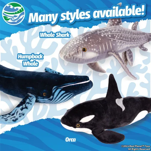 Vista 3 de Real Planet Animal de peluche de tiburón ballena de 20 pulgadas, animal de peluche suave, peluche realista para niños, tiburón gigante de peluche